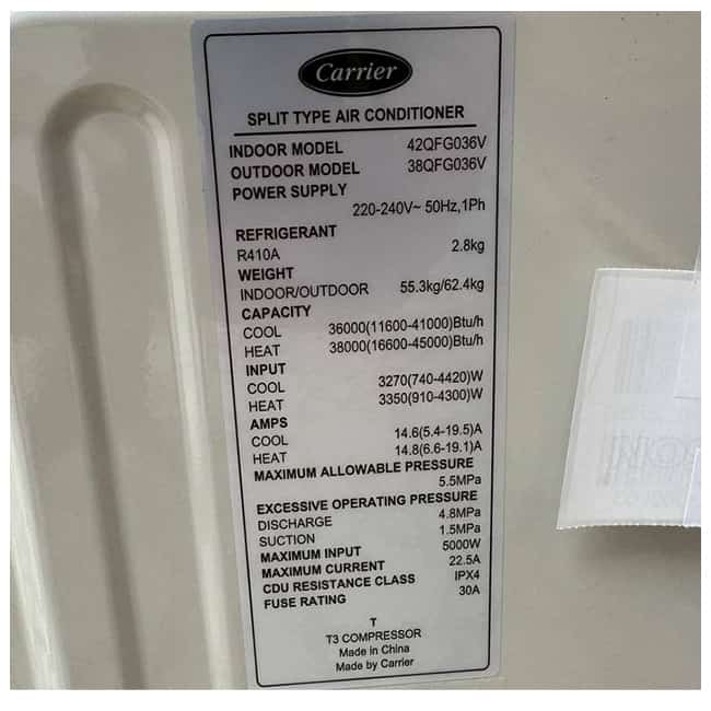 کولر گازی 12000 کریر Carrier