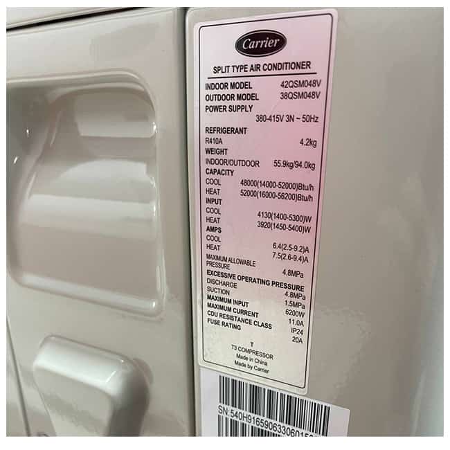 داکت اسپلیت 60000 کریر اینورتر 42QSM060V T3