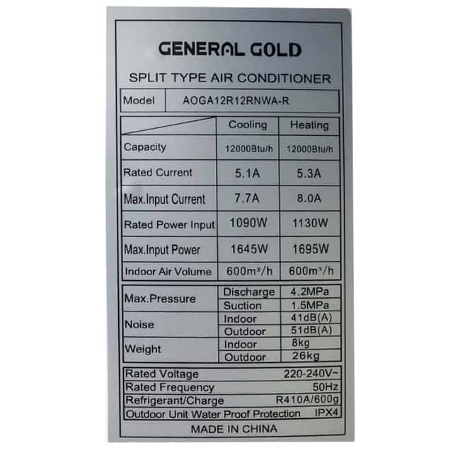 کولر گازی 12000 جنرال گلد کم مصرف AOGA12R12RNWA R410a