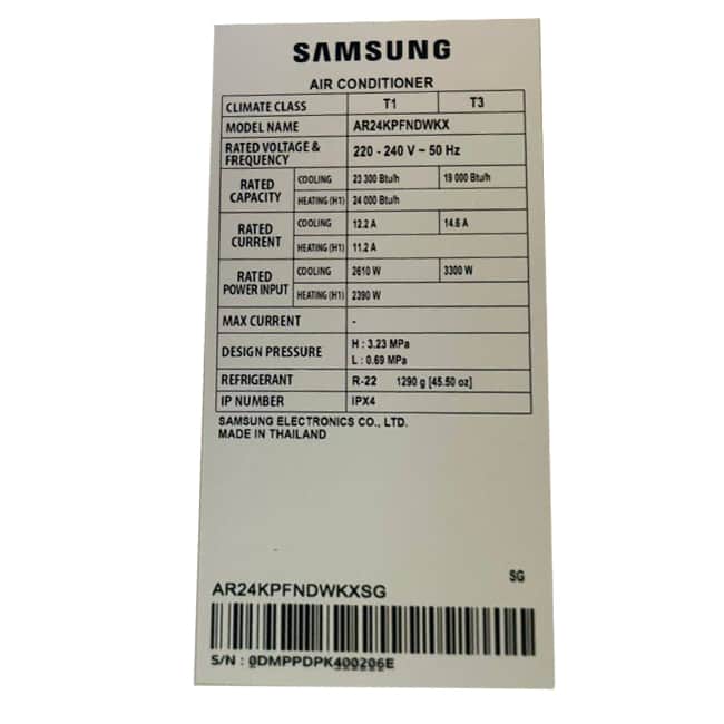 کولر گازی 24000 سامسونگ کم مصرف AR24KPFNDWKN R22 T3 T1
