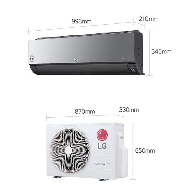 کولرگازی اینورتر آرت کول 26000 ال جی LG ARTN26K پنل شیشه آیکنترل