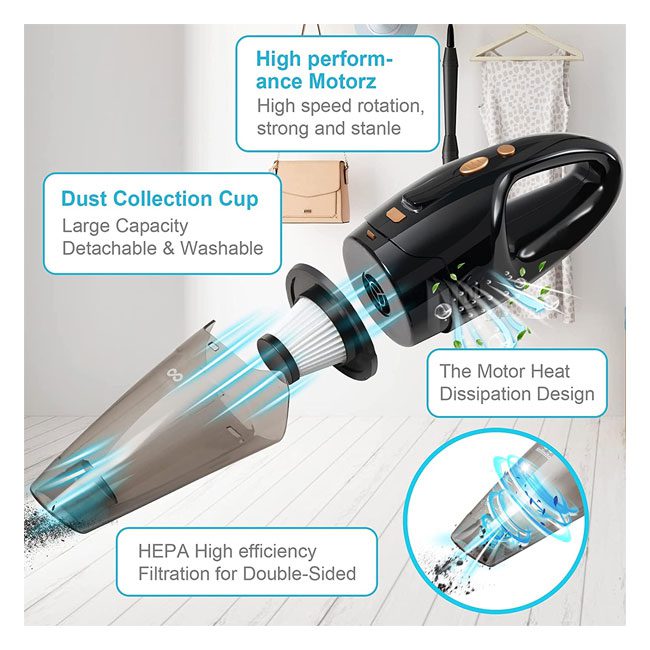 جارو شارژی دستی بی سیم تک موتوره 120 وات اکلو مدل AccLoo ATJ-2166