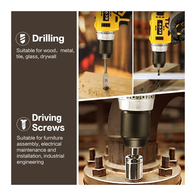 دریل شارژی 35 وات 20 ولت موتور براشلس مدل ECVV B09W5NX8HQ