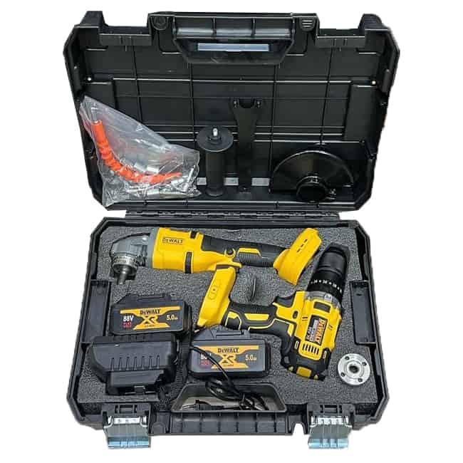 ست و پک دوقلو دریل و فرز دیوالت براشلس dewalt