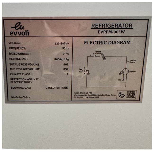 یخچال هتلی ایوولی7 فوت EVRFM-90LW Evvoli