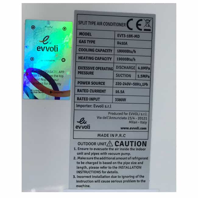 کولر گازی ایوولی 18000 خط طلایی گلدن EVT3-18K-MD T3 R410A