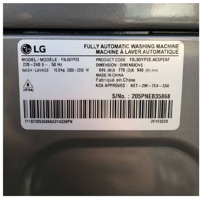 لباسشویی ال جی 15 کیلو مدل F0L9DYP2S سیلور