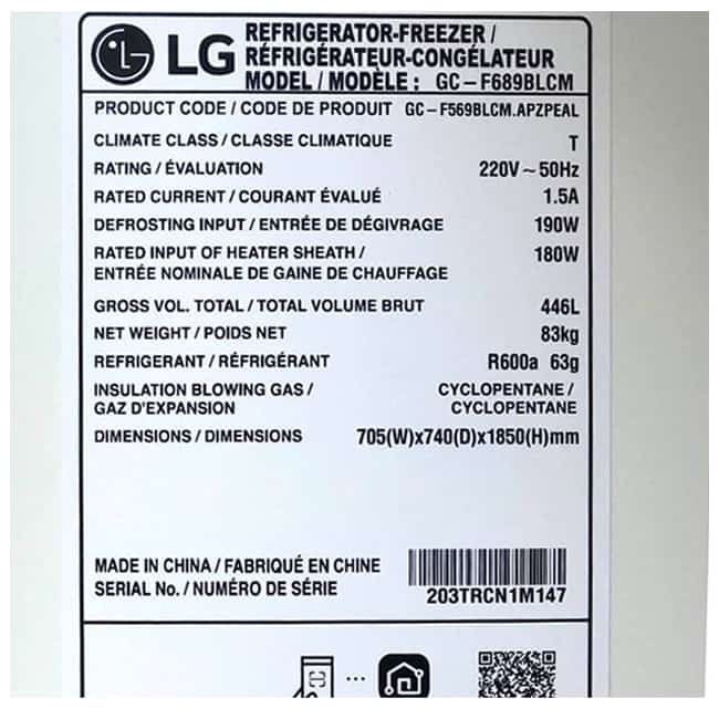 یخچال بالا و پایین ال جی 689 ا 28 فوت نقره GC-F689BLCM