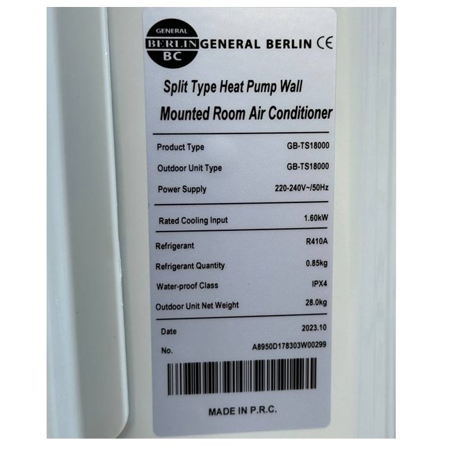 کولر گازی 18000 جنرال برلین اینورتر GB-TS18000 T3