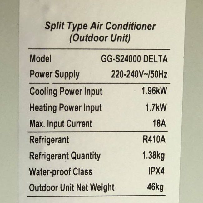 کولر گازی جنرال گلد 24000 سری دلتا مدل R410a GG-S24000 DELTA