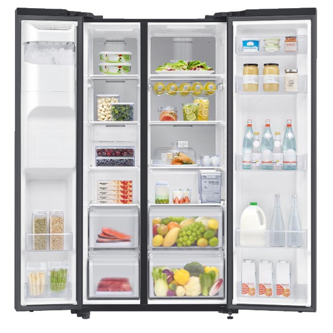 یخچال ساید بای ساید سامسونگ RS64 ا 30 فوت یخساز خودکار آبریزدار نقره مشکی