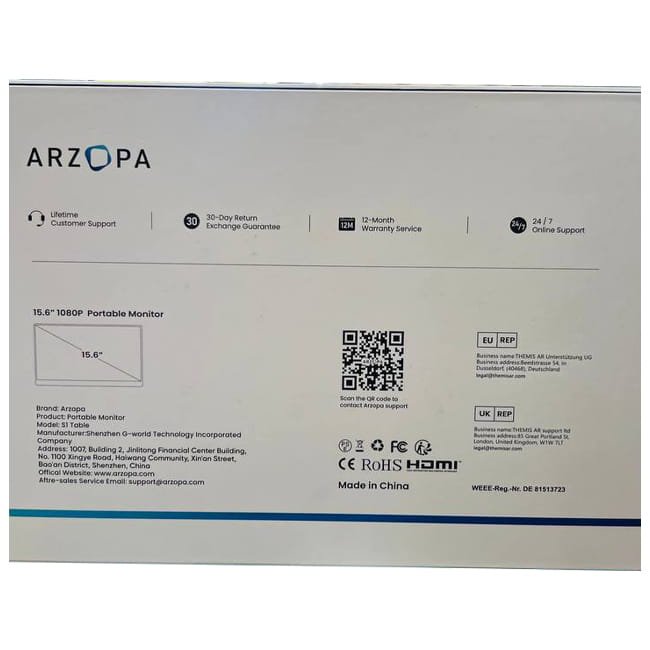 مانیتور پرتابل قابل حمل 15.6 اینچ S1 Table آرزوپا
