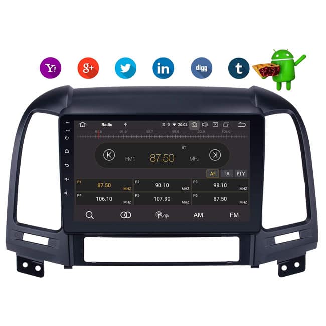 پخش فابریک اندروید خودرو سانتافه P100 Fabric player santafe old