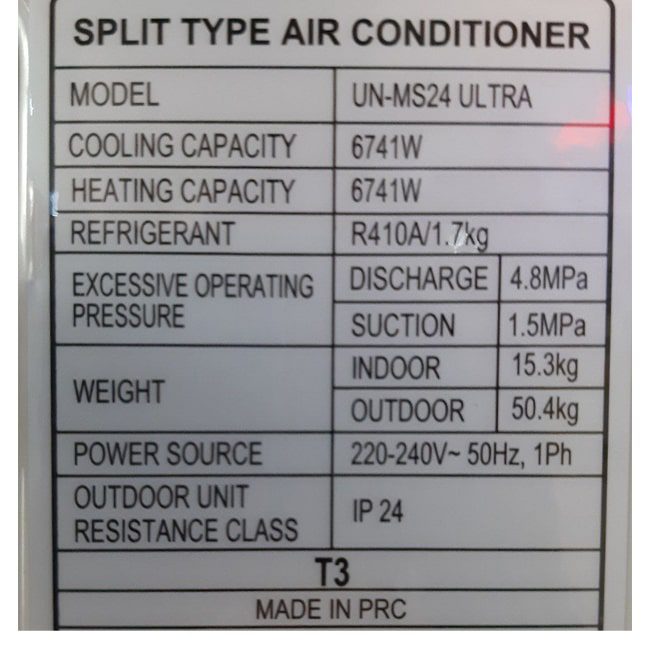 کولر گازی دیواری یونیوا سرد و گرم 24000 اولترا UNEVA UN-MS24 Ultra T3