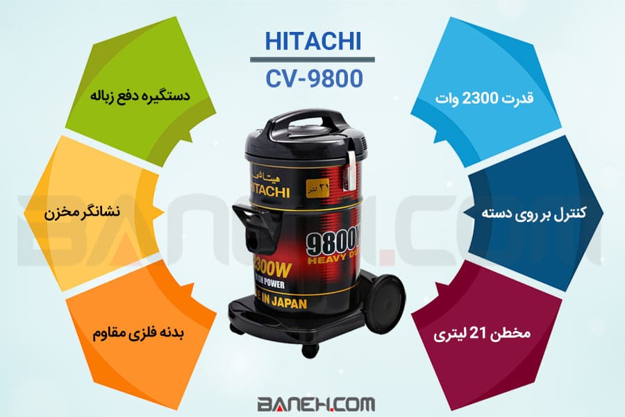 جاروبرقی سطلی هیتاچی Hitachi Vacuum Cleaner CV-9800