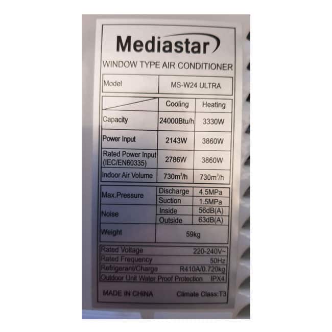 کولر گازی مدیا استار 18000 پنجره ای MS-W18 ULTRA