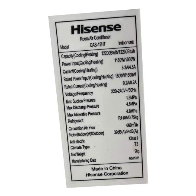 کولرگازی هایسنس 12 هزار QAS-12HT سرد و گرم 2022