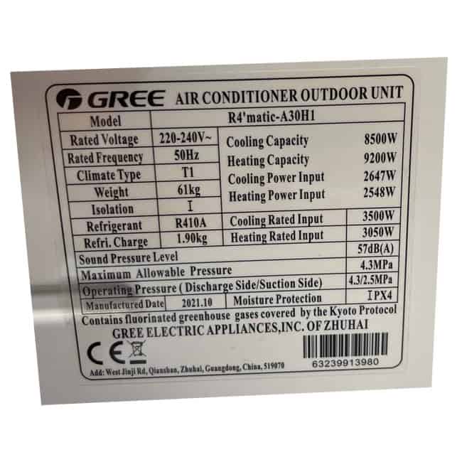 کولر گازی 30000 گری R410 روتاری Gree R4Matic-A30H1